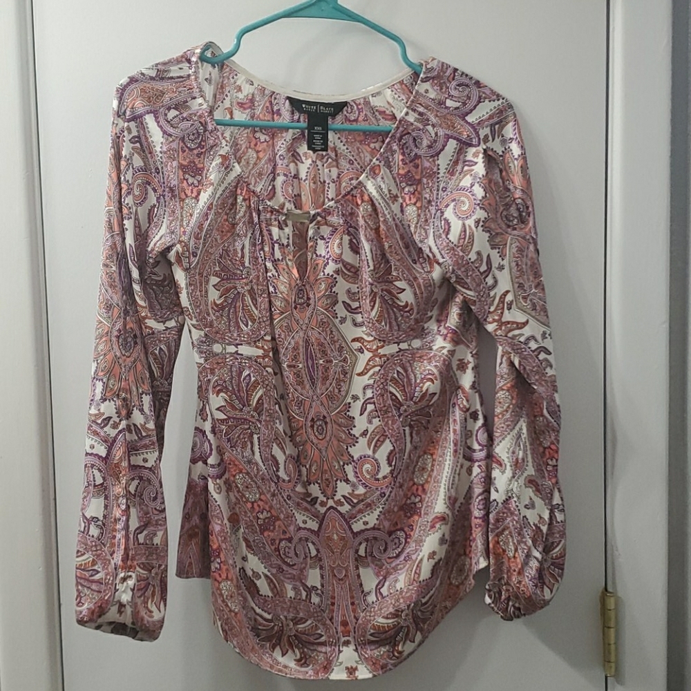 White house black market long sleeve blouse